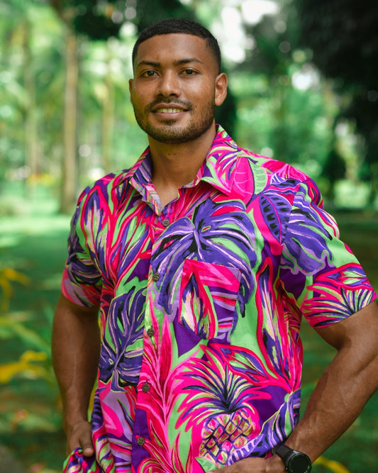 Men's Shirt - Tropical Painting Print - Malia Fiji