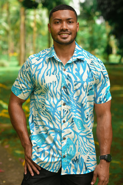 Men's Shirt - Deep Ocean Print - Malia Fiji