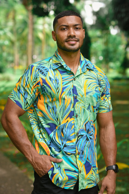 Men's Shirt - Tropical Painting Print - Malia Fiji
